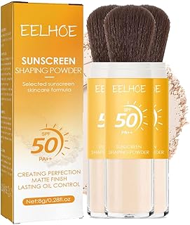 Mineral Sunscreen Setting Powder, Translucent Powder Setting Powder With SPF 50, Mineral Brush Powder, Oil Control Matte Finish, Lasting Lightweight, Powder Sunscreen for Face (3PC)