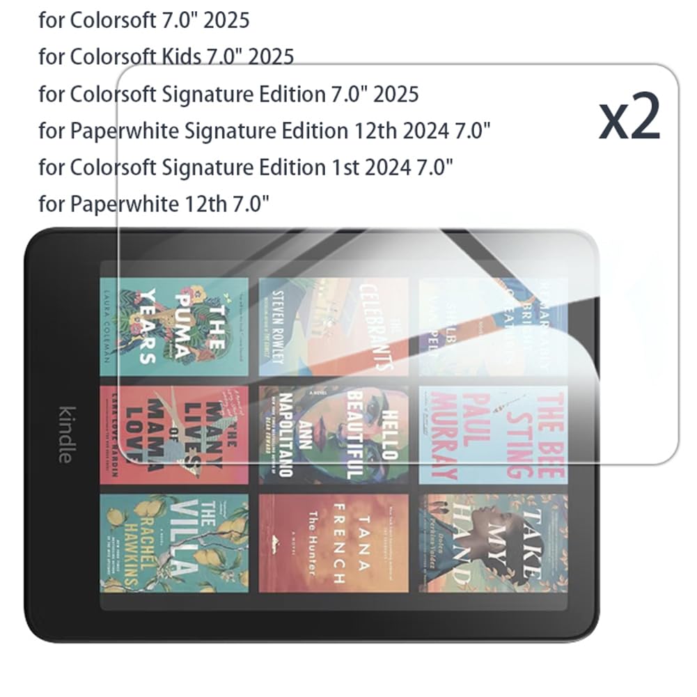 Kepuch Paquet de 2 Verre Trempé Protecteur d'écran pour Kindle Colorsoft/Kids 2025/Signature Edition 1st 2024 2025, Paperwhite 12th/Signature Edition 2024 7"