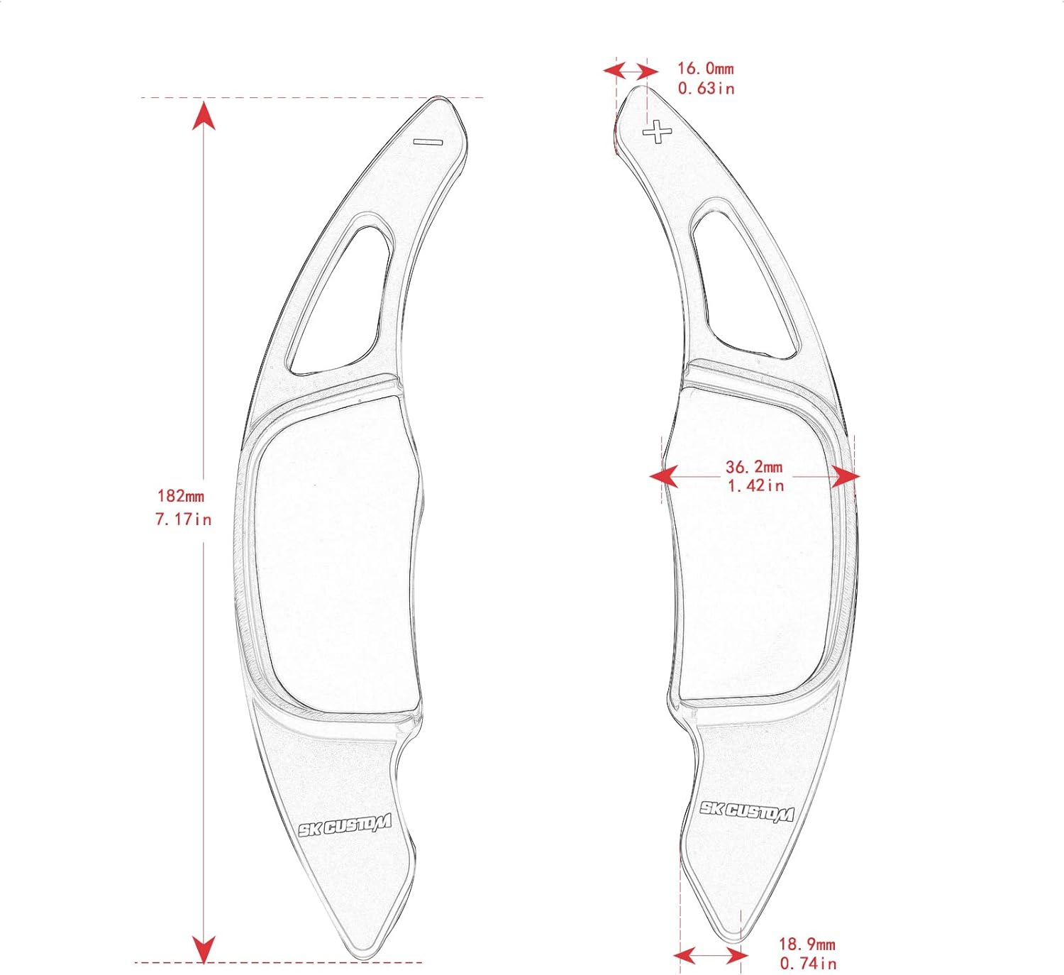 Steering Wheel Shift Paddle Extended Shifter Trim Cover compatible with VOLKSWAGEN VW GOLF 7 SCIROCCO SAGITAR GLI LAMANDO GTS POLO GTI Car Accessories Aluminum Alloy Red