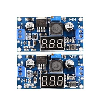 2 Pcs LM2596s DC Buck Converter, MELIFE Adjustable DC to DC Step-down Voltage Regulator Power Module 36V 24V 12V to 5V 2A Voltage Stabilizer with LED Display