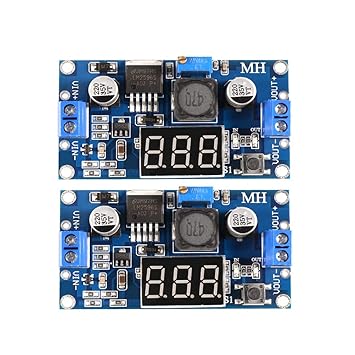 2 Pcs LM2596s DC Buck Converter, MELIFE Adjustable DC to DC Step-Down Voltage Regulator Power Module 36V 24V 12V to 5V 2A Voltage Stabilizer with LED Display