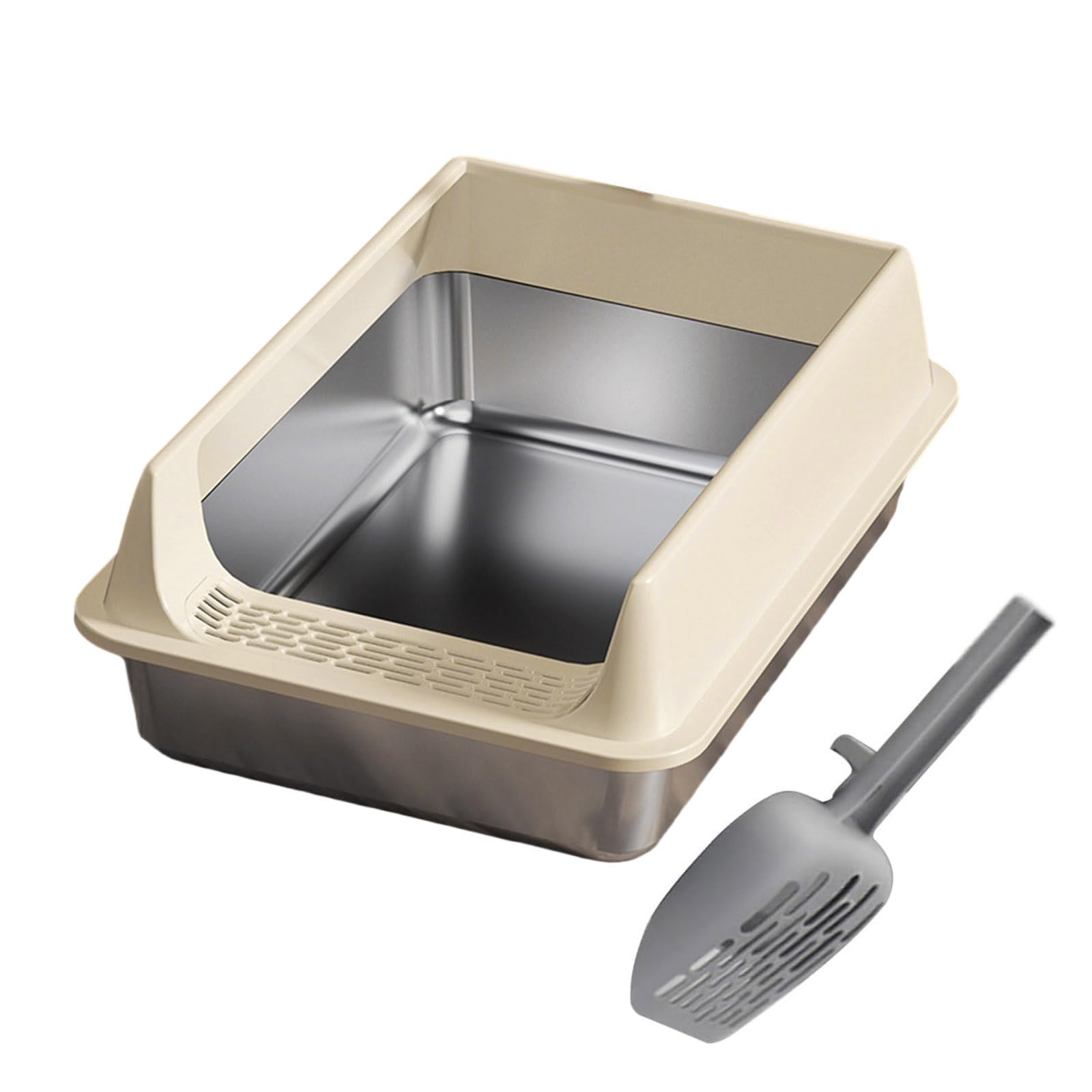 Inodoro semicerrado para gatos en acero inoxidable de alta durabilidad y gran formato