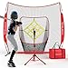 SIYALAICH Portable Baseball Net & Softball Net 7 ftx7 ft,Baseball & Softball Tee and Net,Pitching,Batting Net,Swing Practice Net,with Strike Zone,for Kids and Adults of All Skill Levels