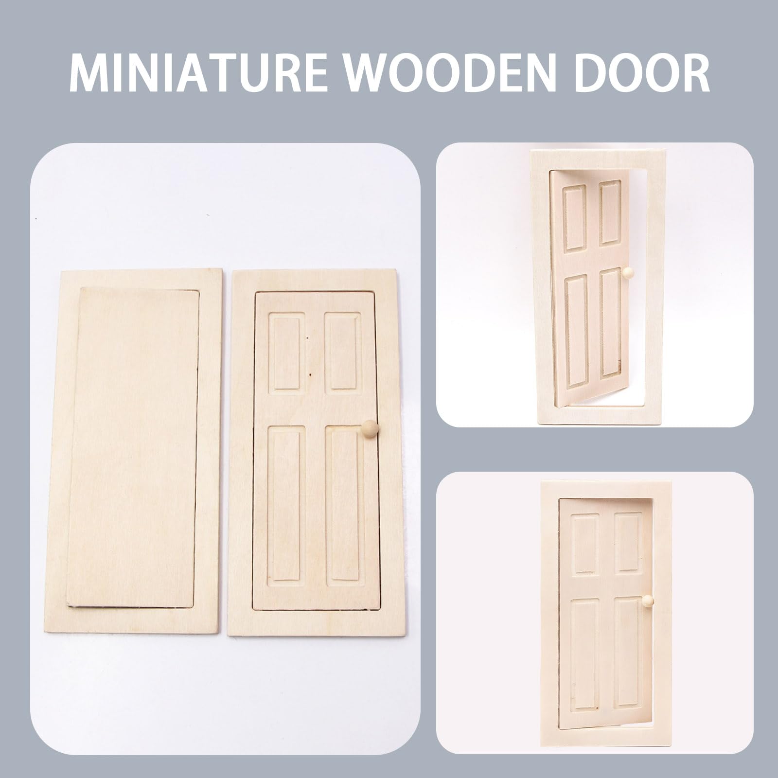 1:12 Scale Miniature Wooden Door, Dollhouse Door with Realistic Wood Grain for Doll Furniture Room Decor, and DIY Craft Projects - Image 3