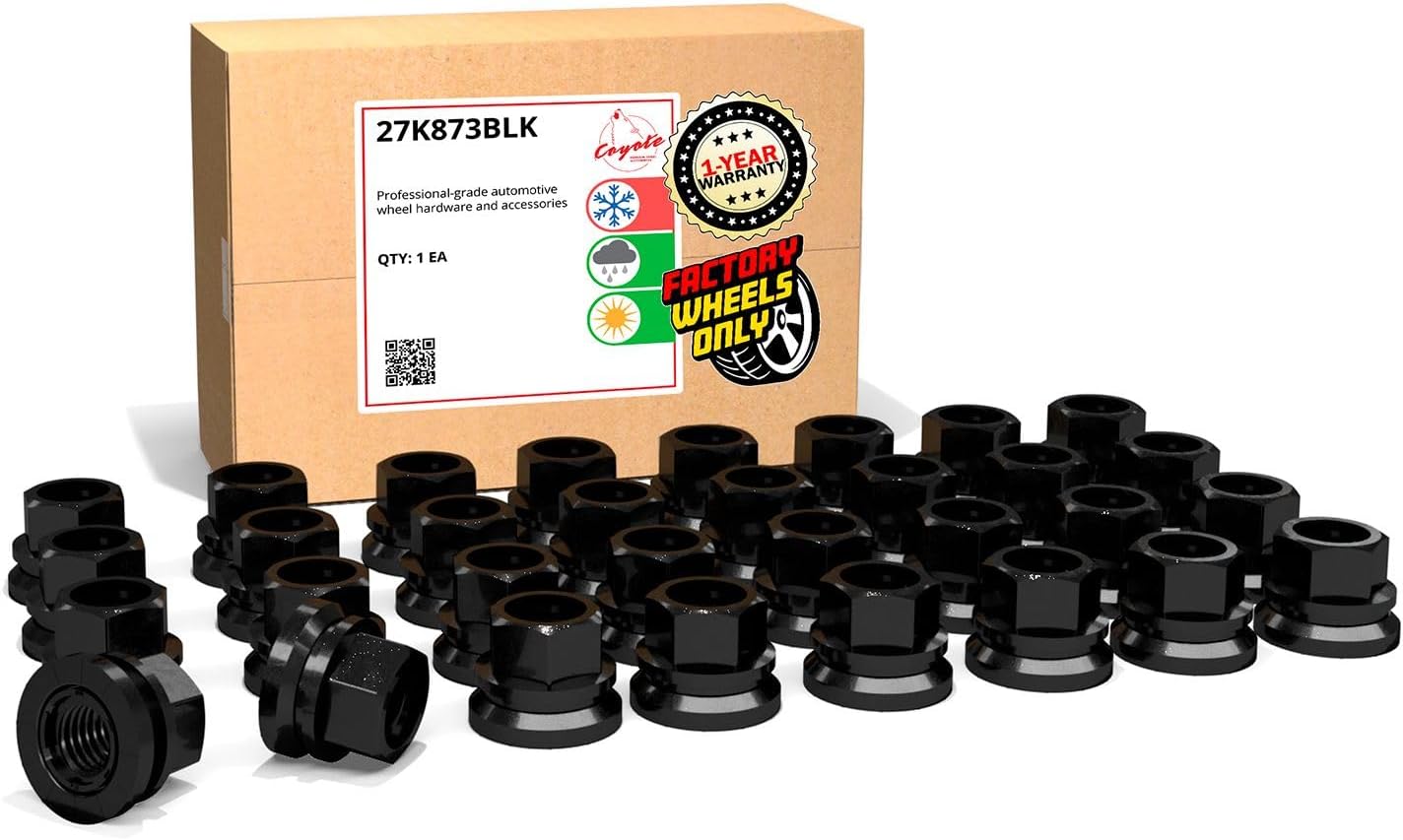 Wheel Accessories Parts 32 Pcs M14x2 Thread OEM Style Lug Nuts 0.90" Long Black 13/16" 21mm Hex Fits Ford F-250 F-350 Super Duty F81Z-1012-AA ｜ 611-196