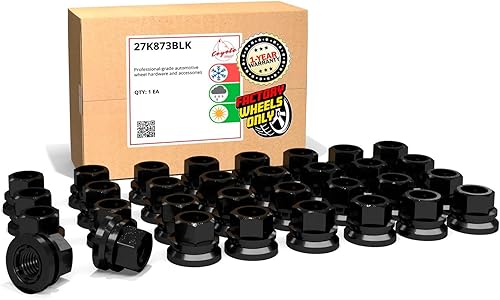 Vista 21 de Wheel Accessories Parts 20 tuercas de llanta estilo OEM de 9/16"-18 roscas de 1.65" de largo negro 7/8" 0.866 in hexagonales para Chrysler Aspen