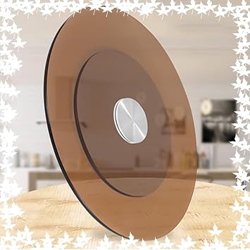 Large Lazy Susan Turntable 24 28 30 36 40inch Round Tabletop Rotating Tray Tempered Glass Turntable with Silent Bearing CenterpiecesBrown,40inch100cm