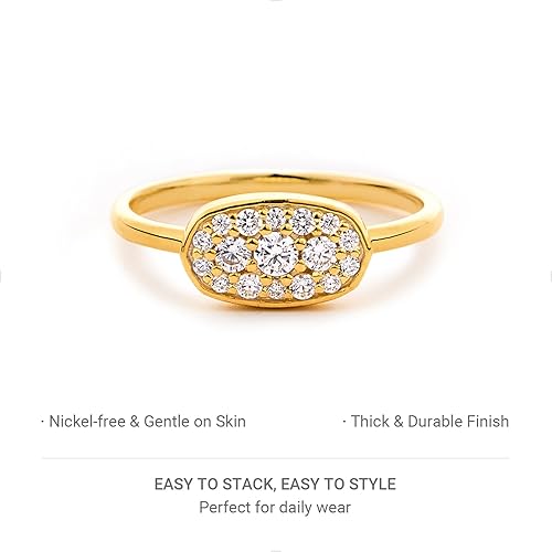 Miniatura 5 de STORYJEWELLERY Anillos de declaración para mujer, anillos de cóctel para mujer, anillo de sello Art Deco, anillos de dedo índice y meñique pavé