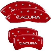 MGP Caliper Covers 39018SACURD Red Powder Coat Finish Acura/Acura Engraved Caliper Cover with Silver Characters, Set of 4