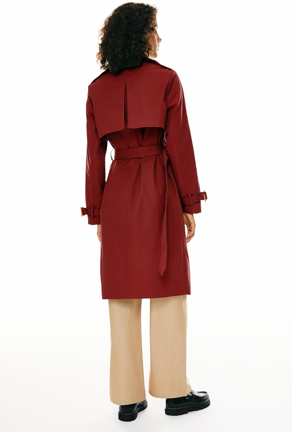 Orolay Women's 3/4 Length Double Breasted Trench Coat Lapel Jacket with Belt - Image 2