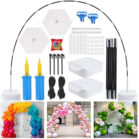 JOYYPOP Improved Balloon Arch Kit, 10ft Wide & 9ft Tall Balloon Arch Stand with Base for Birthday Baby Shower Graduation Party Decorations Wedding Supplies With 2 Handheld Pumps Cover