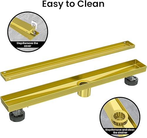 Miniatura 6 de EXF Desagüe lineal de ducha de 12 pulgadas, color negro mate con brida ABS, rejilla reversible de inserción de azulejos, drenaje de piso de ducha