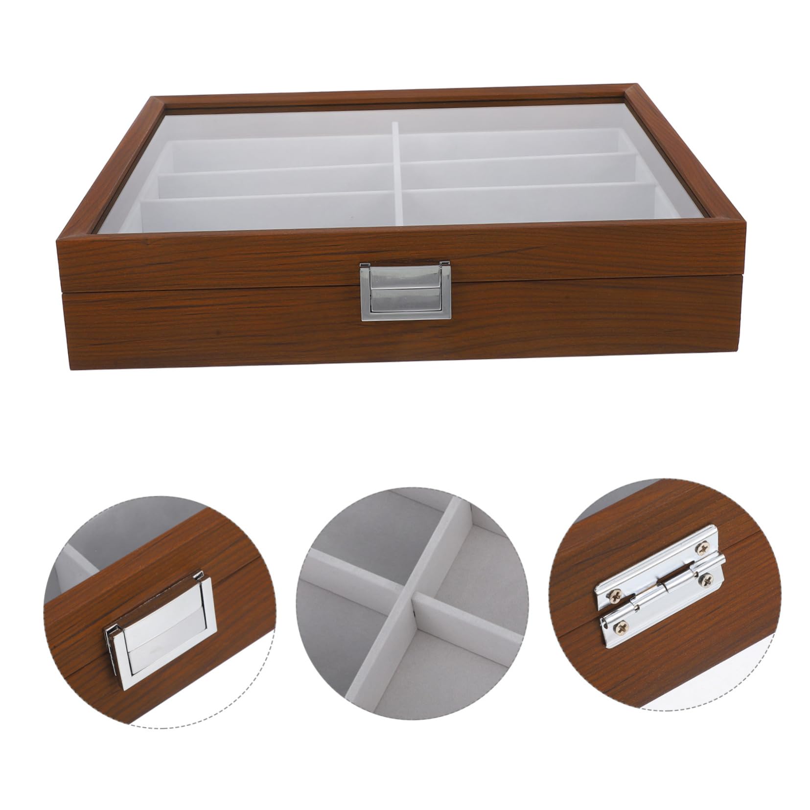 OUNONA Luksusowy Organizer Na Okulary Drewniane Etui Na Okulary Przeciwsłoneczne Z 8 Przegródkami Etui Na Okulary