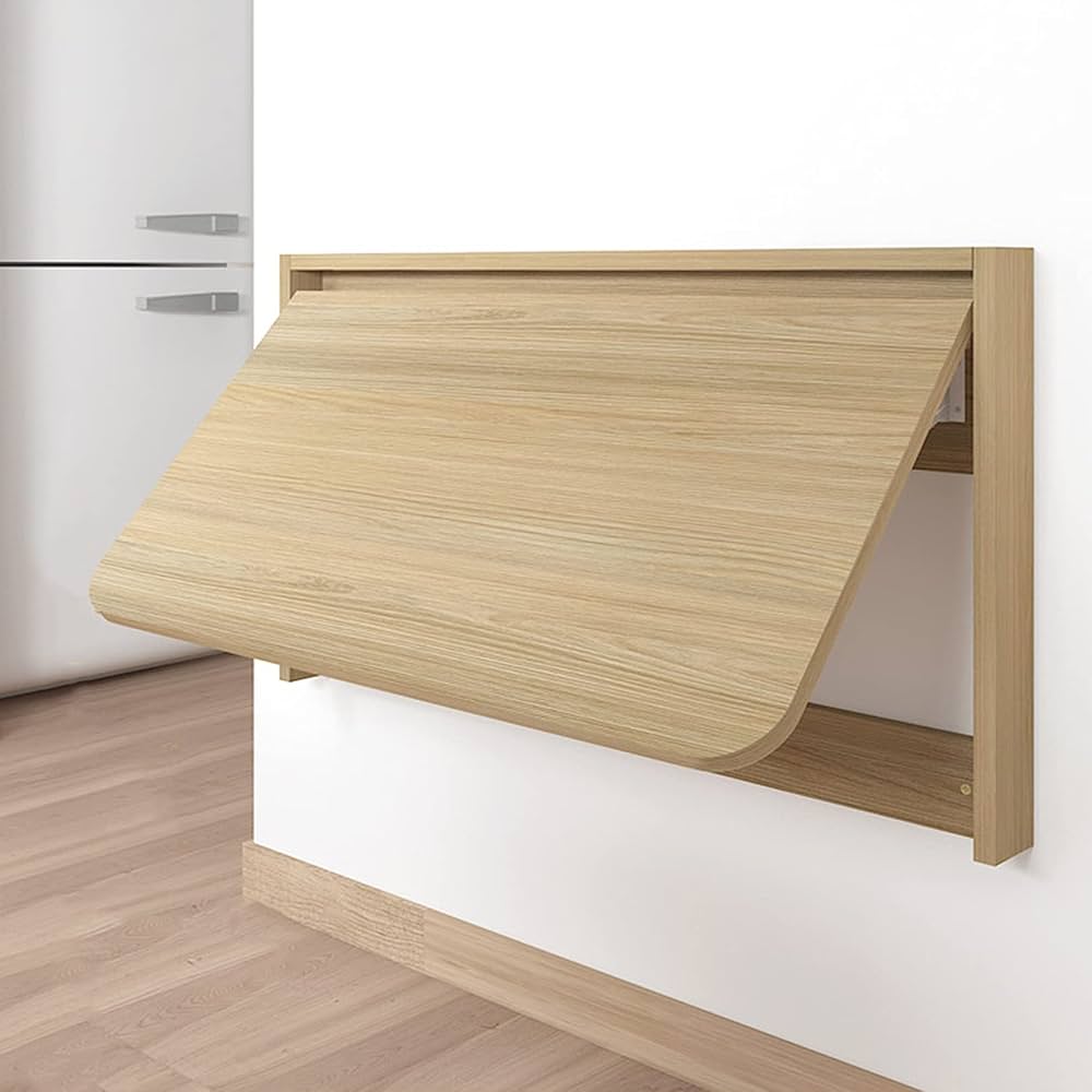 WAQ × DOORS　FOLDING WOOD TABLE Wall Mounted Folding Table - Natural Oak Wood Murphy Desk