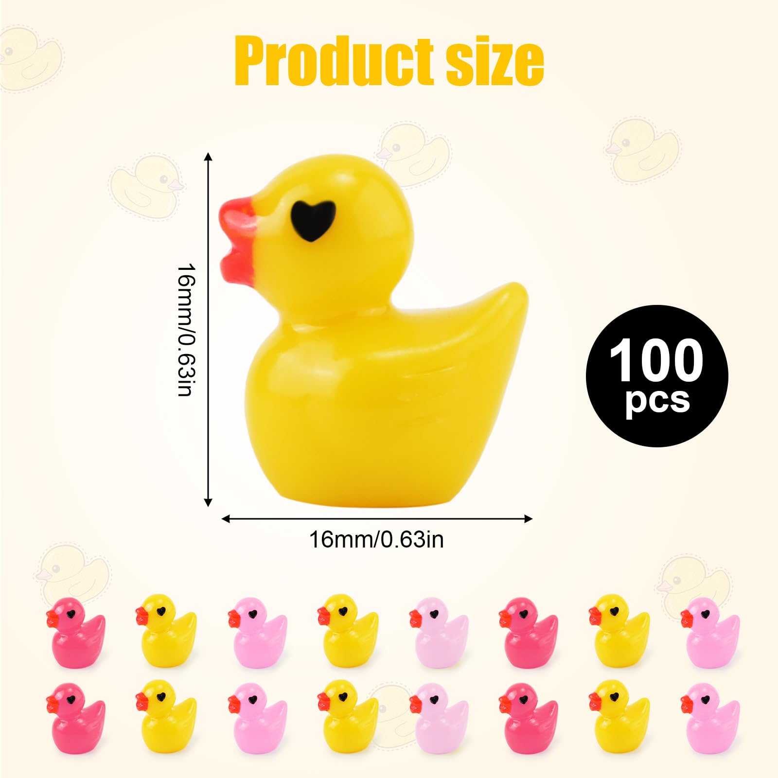 100 Mini Canards En Résine - Figurines Miniatures Pour Déco DIY, Aquariums, Maisons De Poupée | 2x1.5cm