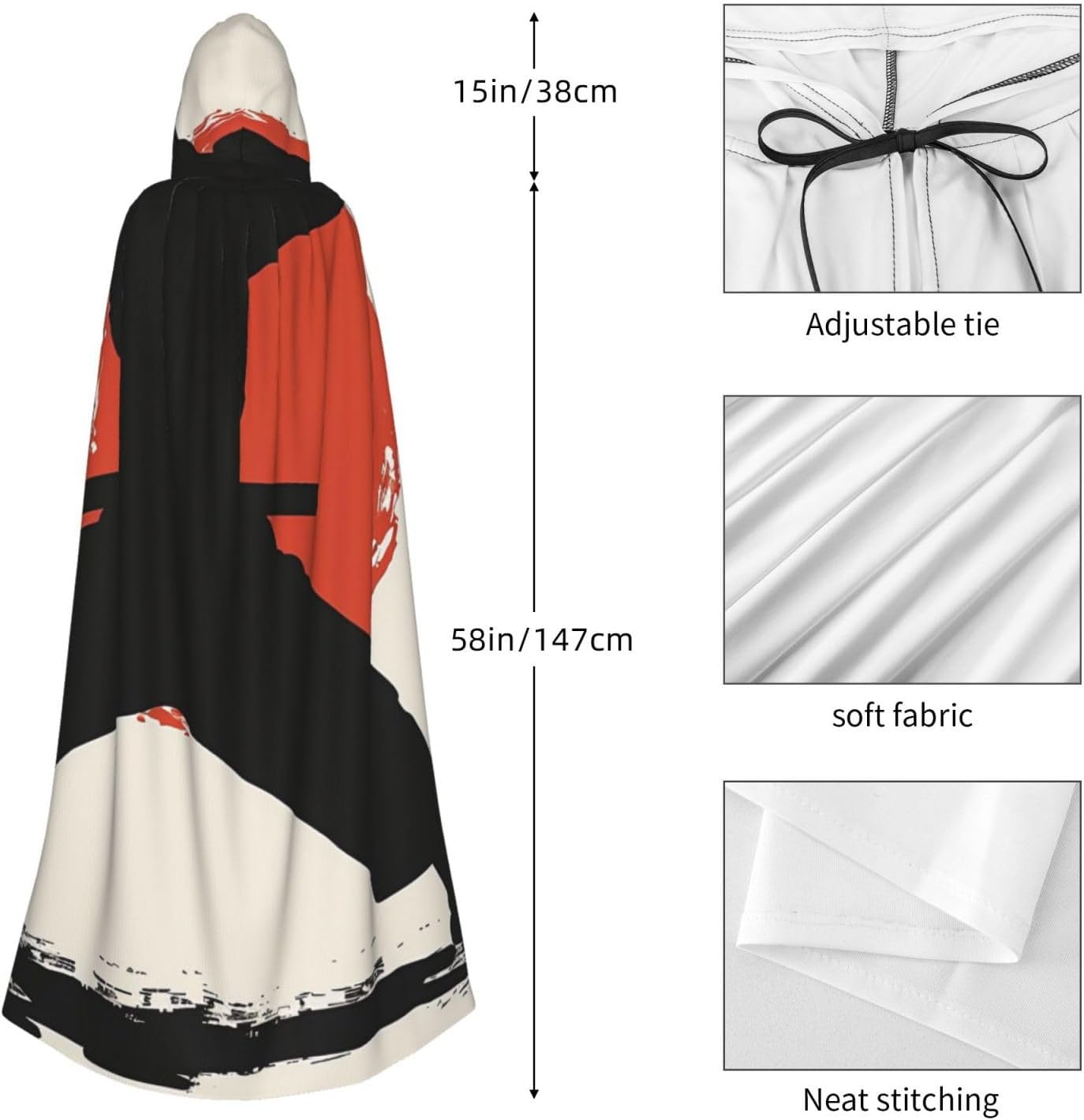 Lobster Printed Long Hooded Cloak Length Hooded Robe Cloak Halloween Cape Cosplay Costume