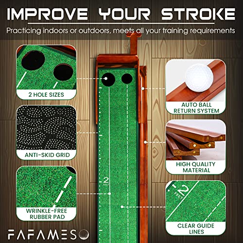 Fafameso Golf Putting Mat For Indoor - Fathers Day Mens Gifts For Dad- Putting Green Training Equipment With Ball Return, Mini Golf Practice Training Aid For Home And Office, Golf Gifts #TOP4