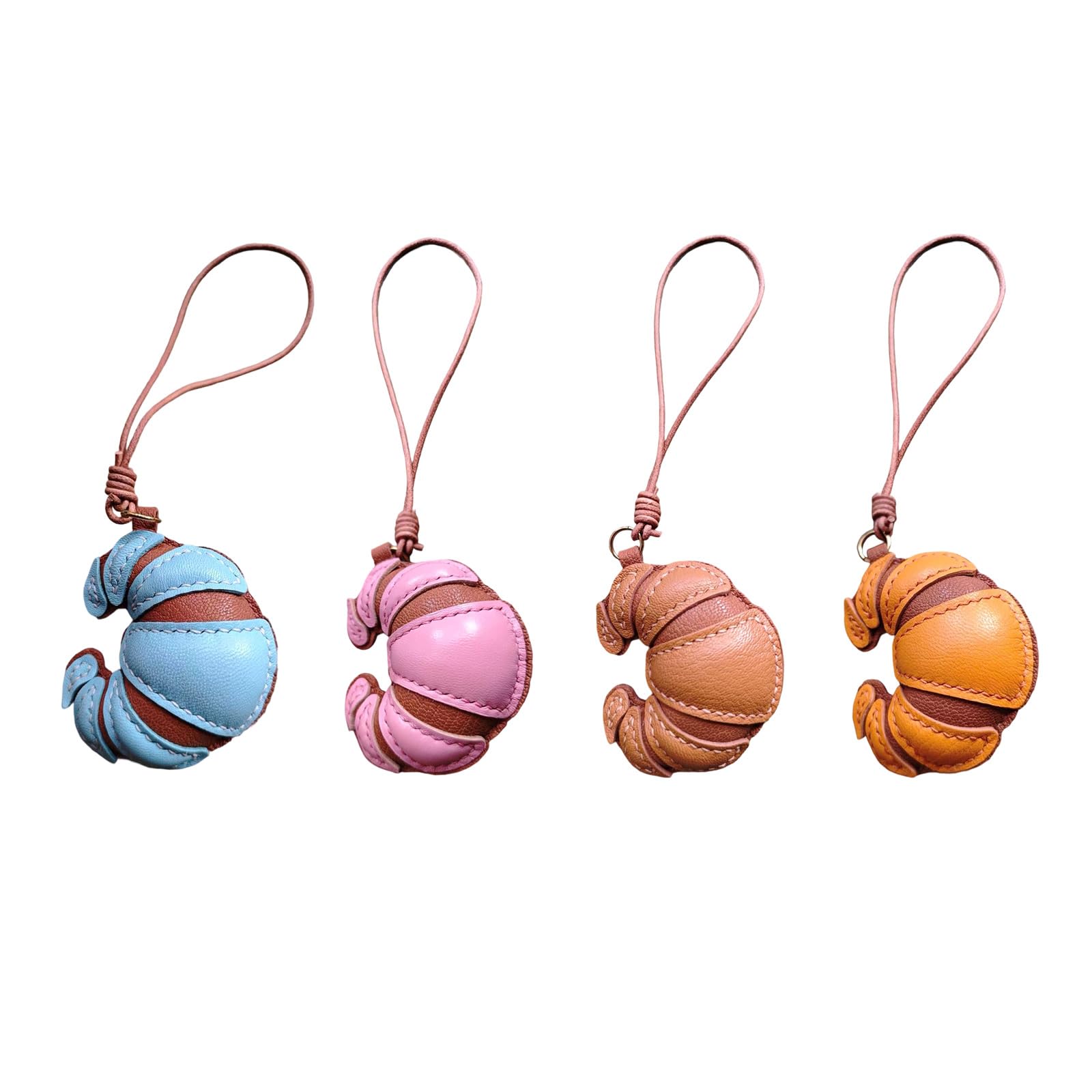 Elegante llavero de cuero con forma de cruasanes de moda para mujeres y niñas, decoración de bolsa para uso diario, elegante decoración de bolsa