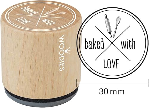 WOODIES - Sello con temática de amor "Baked With Love", impresión de 1-316 pulgadas (071780)