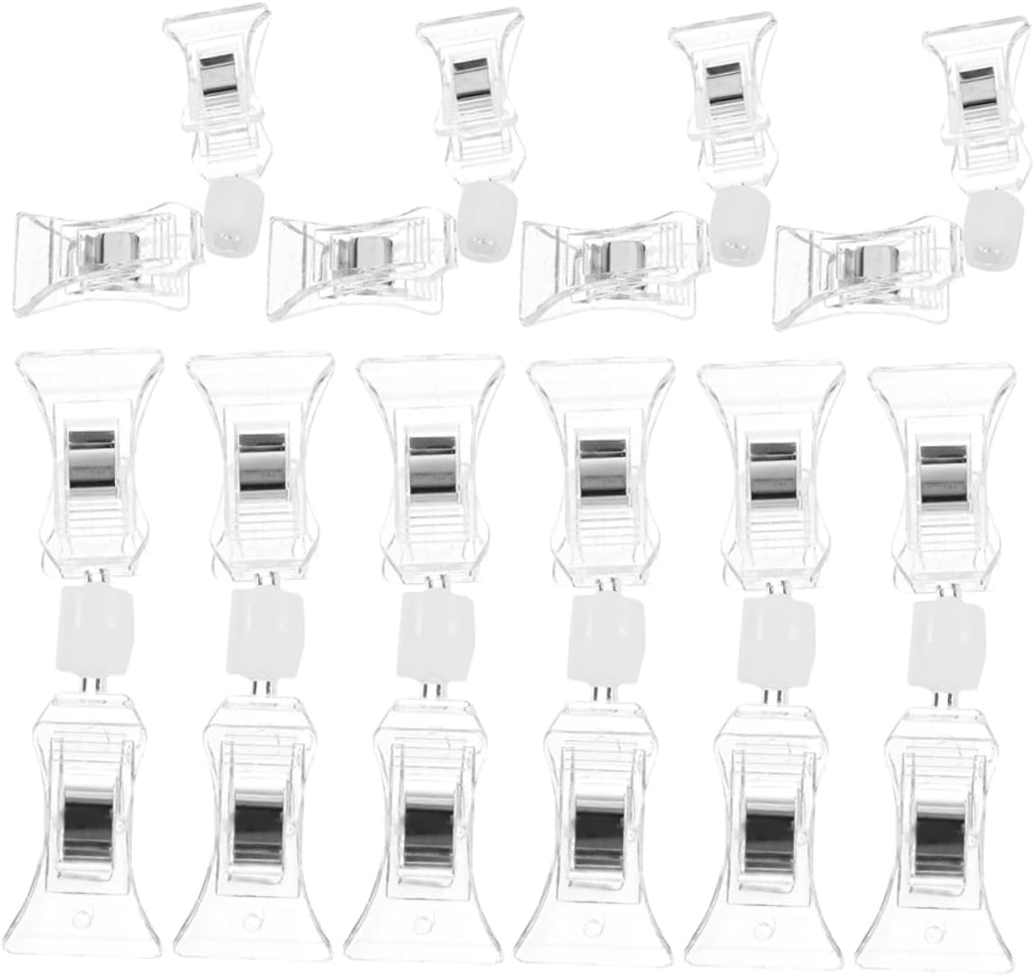 20pcs Double-Sided Advertising Clips for Price Display Rotatable Tag Holders Plastic Sign Clips for Retail Store Merchandising