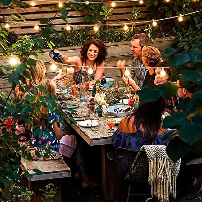 Abeja 50FT G40 LED Globe String Lights, Outdoor Patio String Lights with 50+2 Dimmable Shatterproof Bulbs, Backyard Outdoor Hanging Lights, Bistro Waterproof for Balcony Party Wedding, White Wire