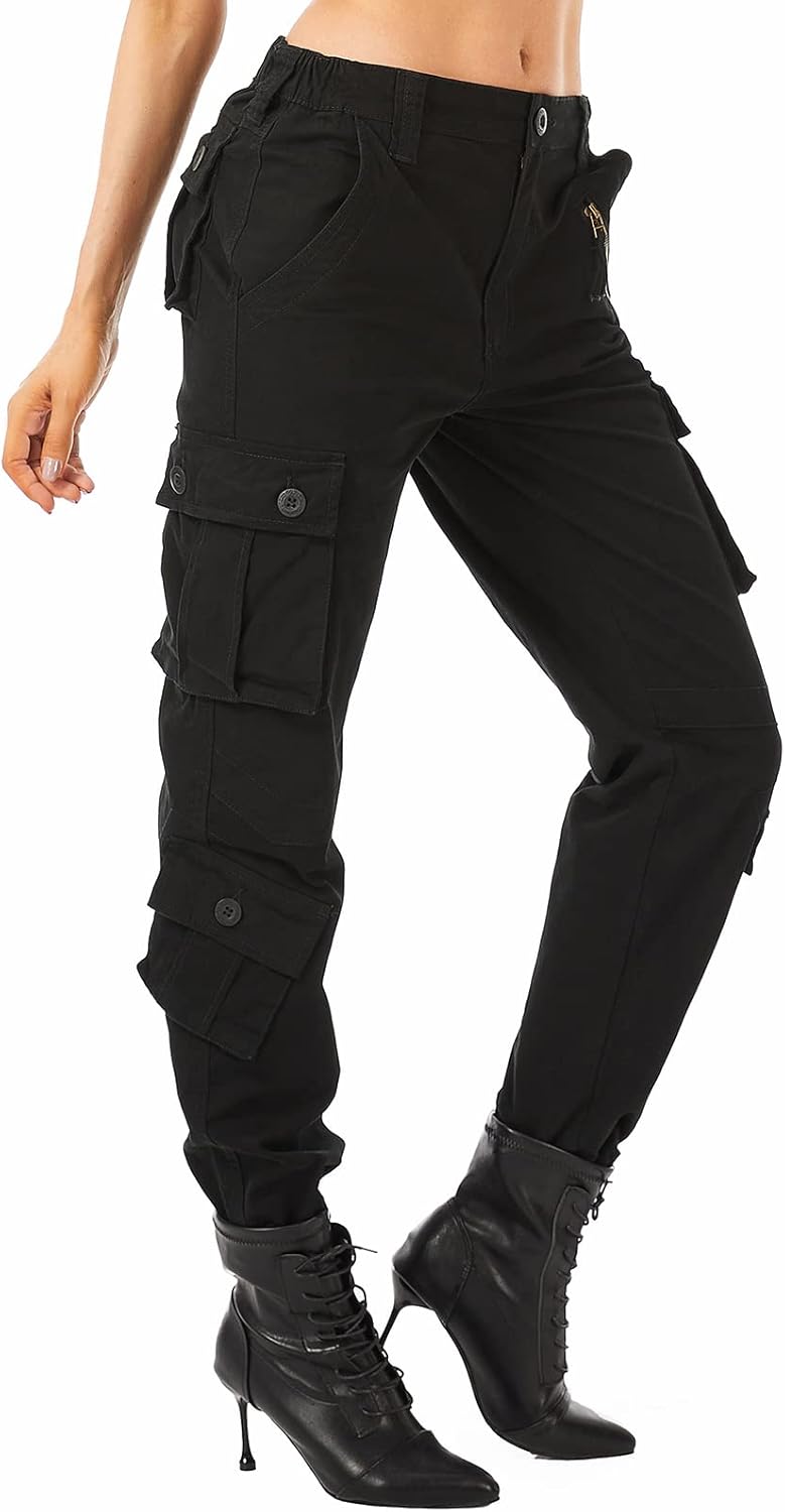 Raroauf Women's Causal Cotton Cargo Pants Military Combat Workwear Capri Pants with 8 Pockets - Image 3