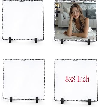 Sublimation Slate Blanks 8x8 Inch 4 Pack Sublimation Rock Stone Picture Plaque Bulk