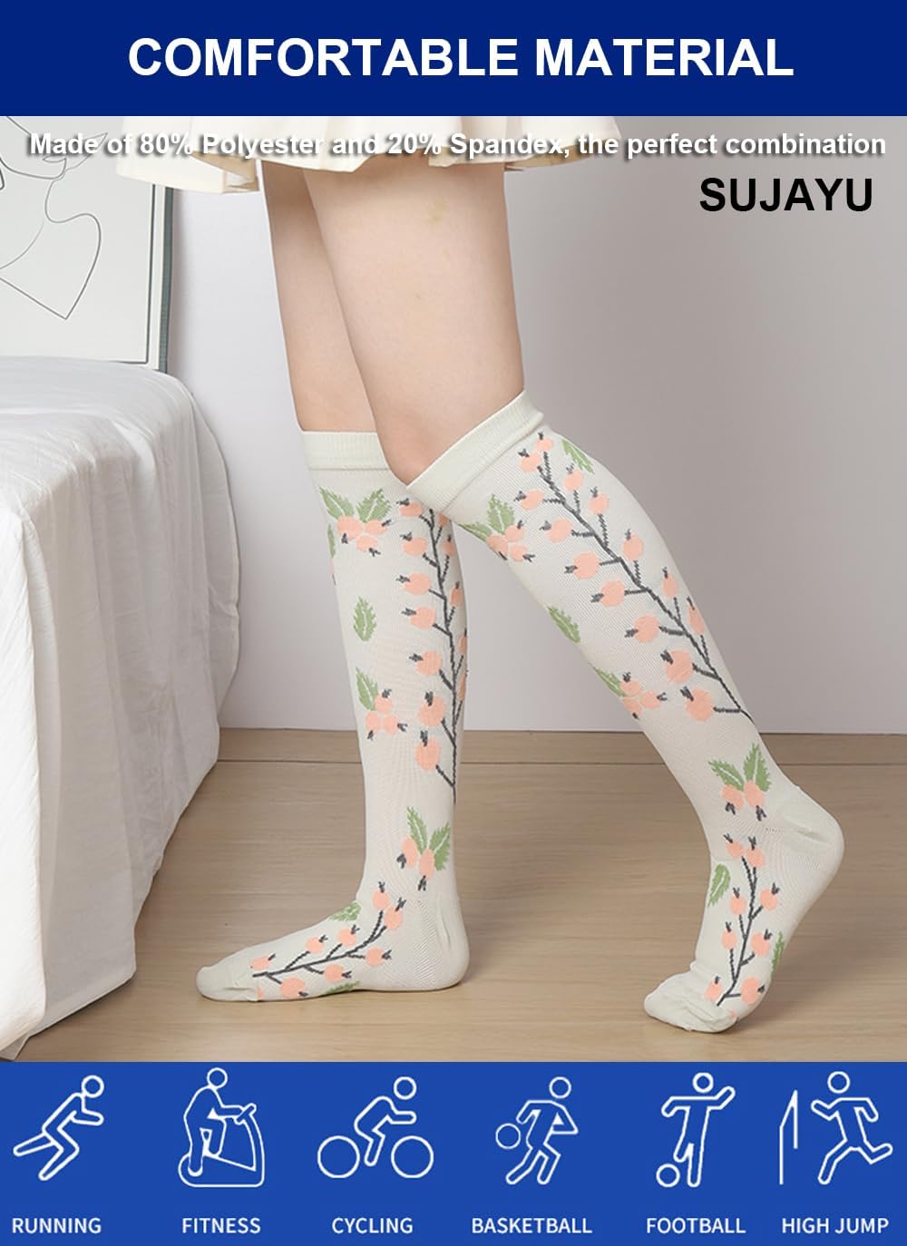 6 Pairs Compression Socks for Women Men 15-20 mmhg Knee High, Womens Compression Socks Compression Stockings for Women Men - Image 5