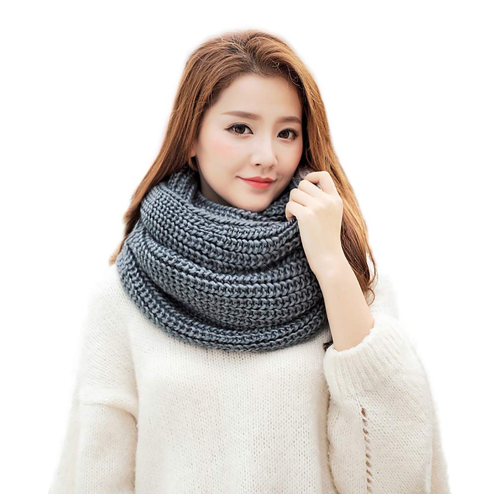 Knitted Snood Loop Scarf Thick Infinity Scarf Winter Fashion Neck Warmer Scarf for Unisex Red