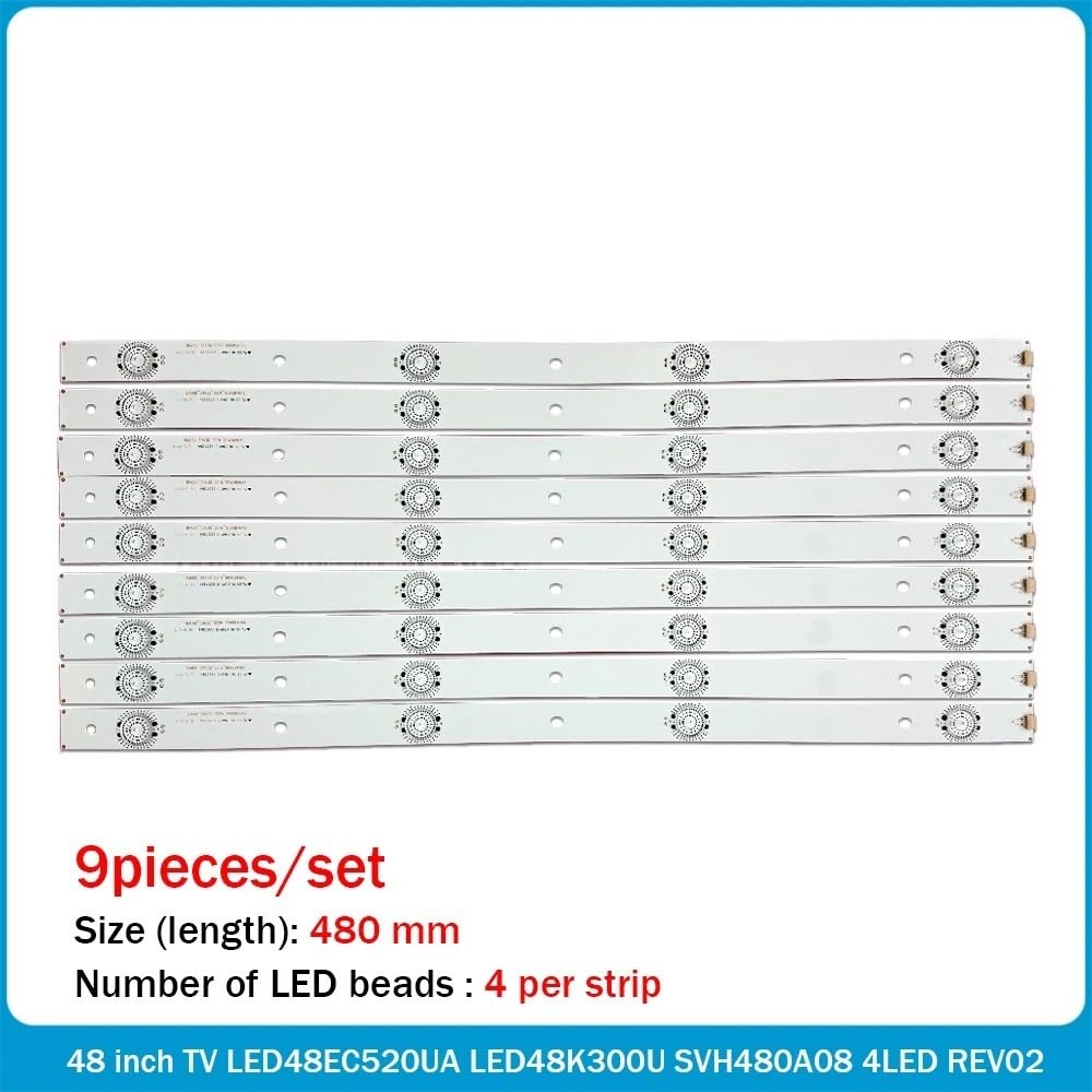 9 Pezzi SVH480A08 4LED REV02 480mm Striscia di retroilluminazione a LED Compatibile for TV da 48 Pollici LED48EC520UA LED48K300U
