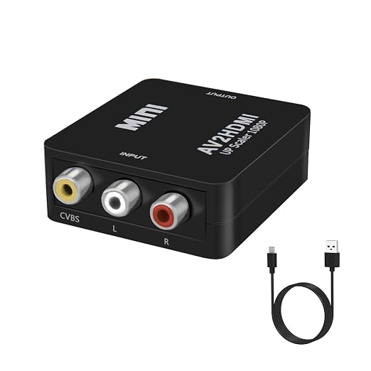 RCA to HDMI Converter, AV to HDMI CVBS Adapter 720p/1080P for Retro Games, TV, VCR, PS1, PS2, DVD, PAL/NTSC