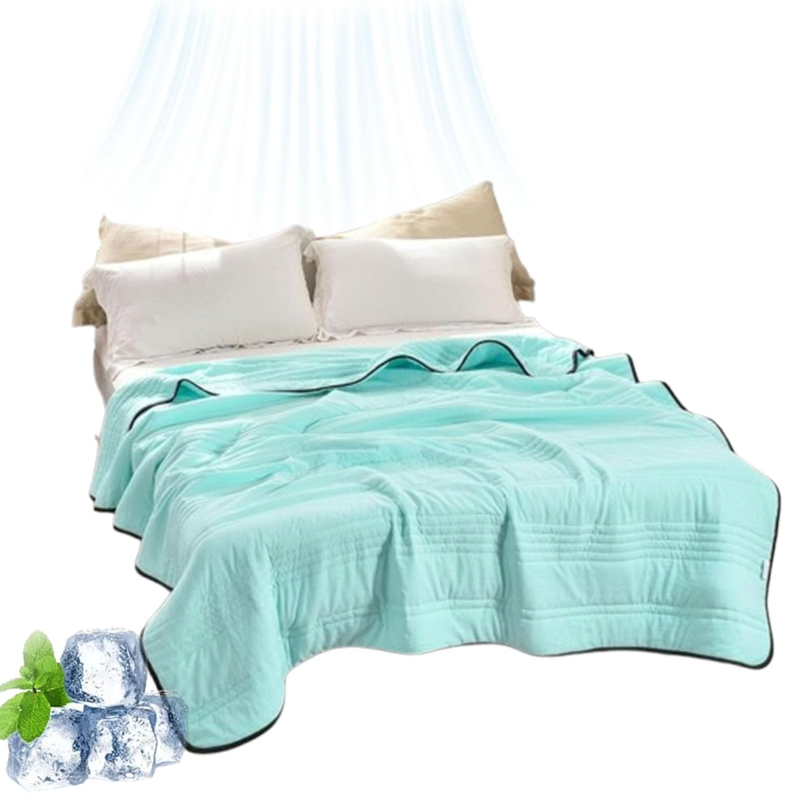 fjaldjfu Nuvodreams Silk Cooling Blanket, 100% Cool Ice Silk Cooling Blanket for Hot Flashes, Double Side Breathable Summer Bedding for Hot Sleepers Must Haves, Lightweight, King Size (Aqua,Single)