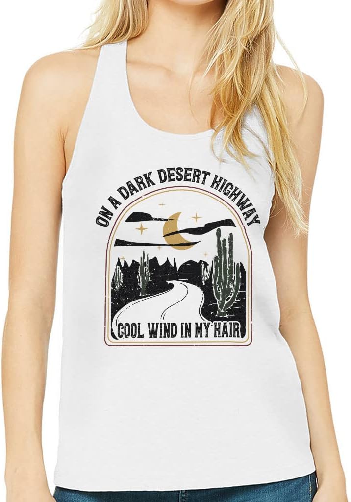 Cool Wind in My Hair Women's Racerback Tank - Road Tank Top - Desert Workout Tank