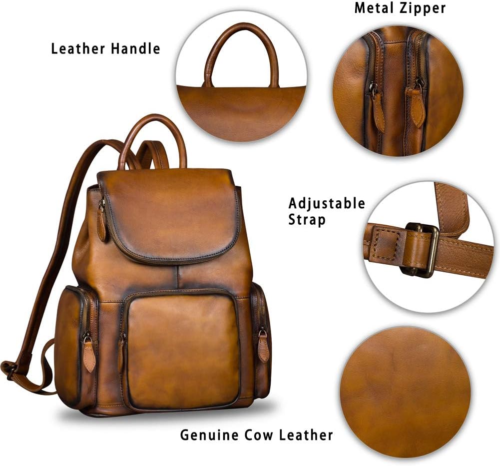 IVTG Genuine Leather Backpack for Women Shoulder Bag Vintage Designer Back Bag Fashion Rucksack Casual Daypack (Brown) - Image 6
