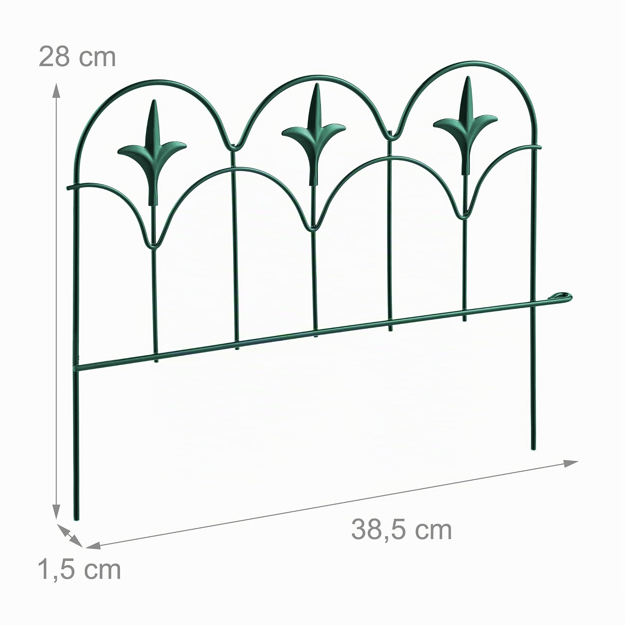 Relaxdays Bordure de Jardin, Lot de 4 éléments, métal, HxL: 28x38,5 cm chacun, extérieur, à Planter dans Le Sol, Vert