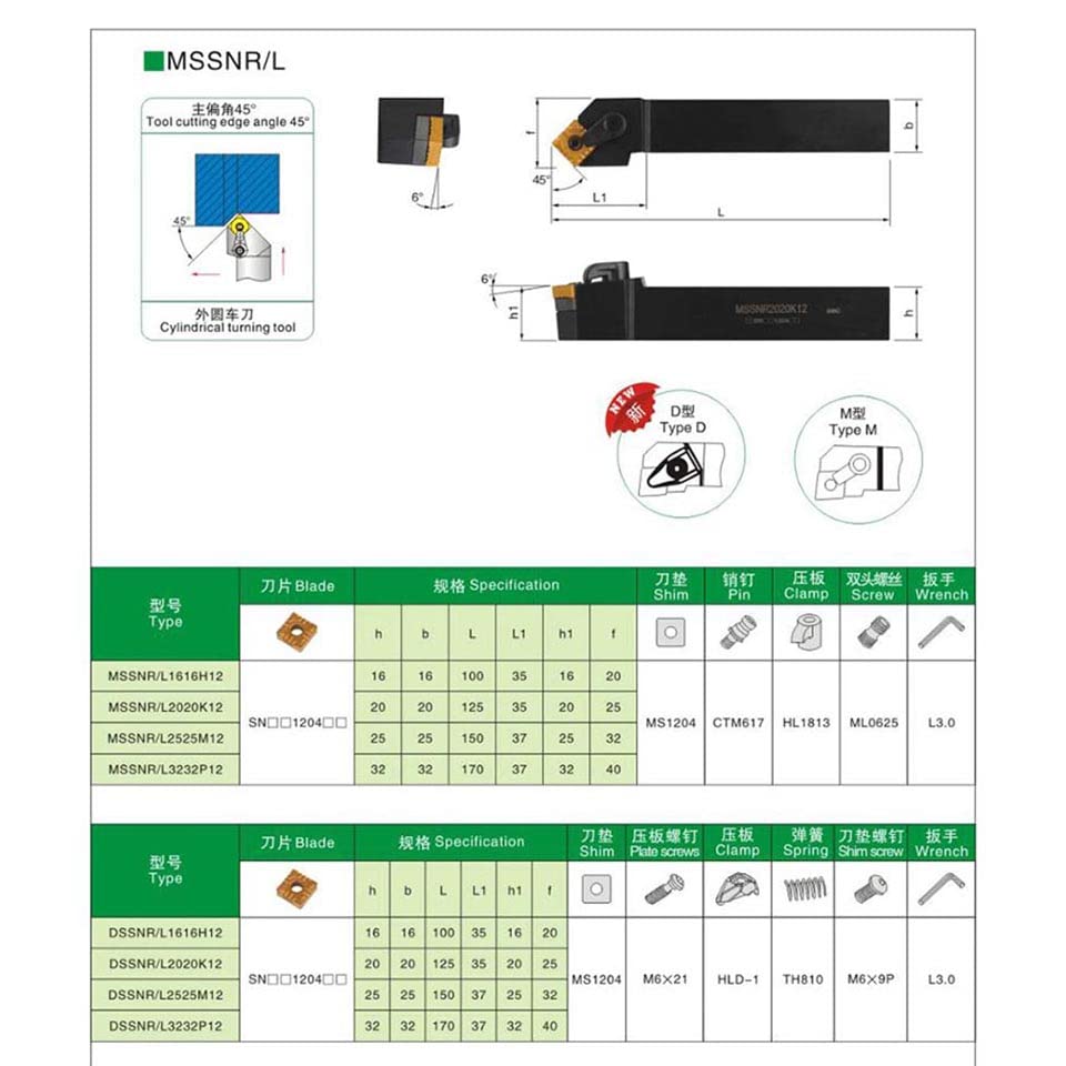 1PC MSSNR1616H12 MSSNR2020K12 MSSNR2525M12 MSSNL1616H12 MSSNL CNC Lathe Cutting Tool External Turning Tool Holder for SNMG Blade(MSSNR1616H12)