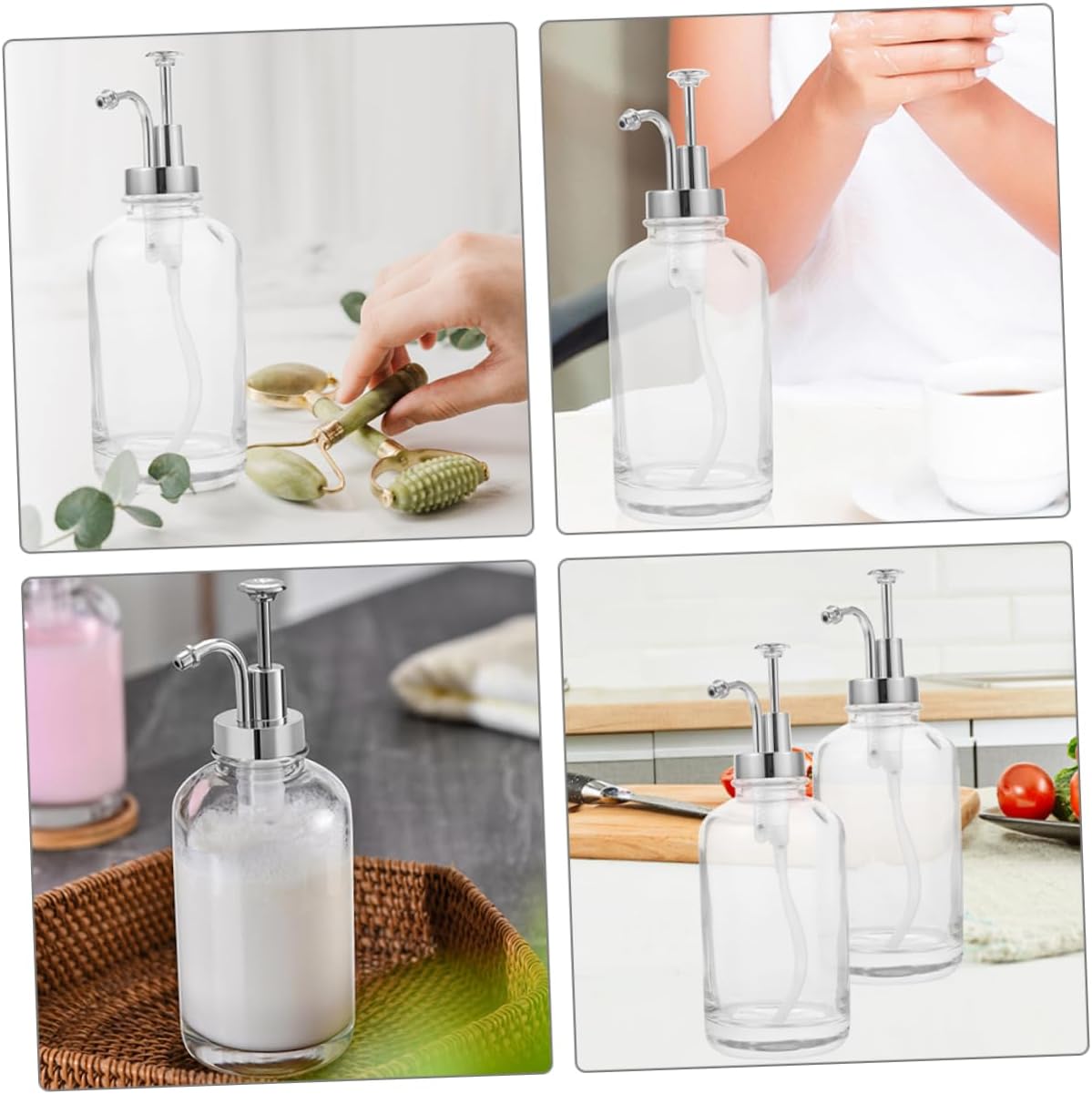 2pcs Sturdy Glass Lotion Container Push Pump Dispenser for Bar Syrup Syrup Pump Dispenser for Coffee Bar