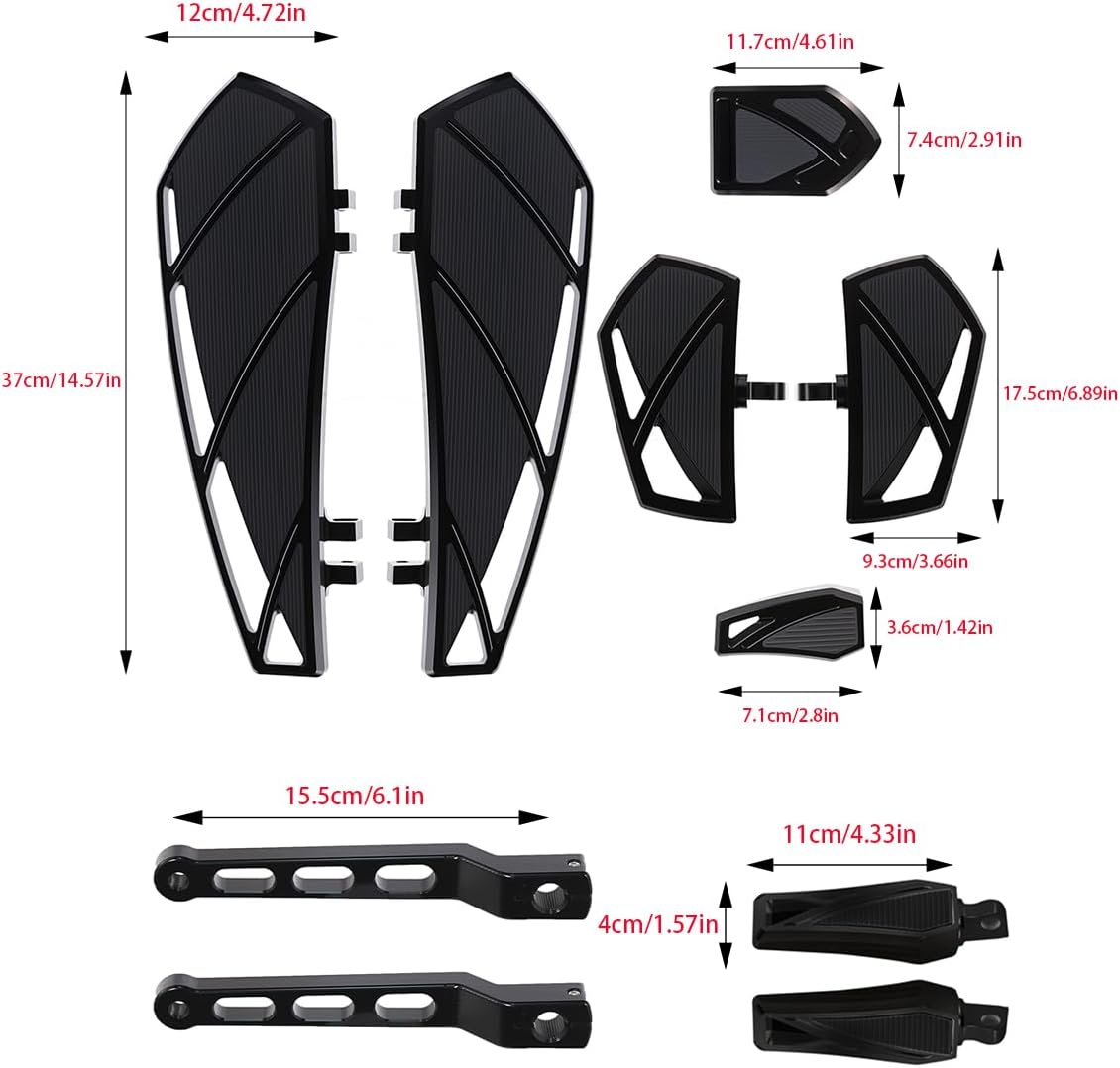 Motorcycle Floorboards Footpegs Shifter Peg Pedal Kit Compatible With For Harley Touring Softail Street Road Glide FLTR FLHX (Black)