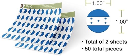 Miniatura 3 de Desert Cactus Pegatinas de vinilo con la bandera de Honduras, diseño de país, redondo, dos hojas, 50 piezas en total, con logotipo para niños, álbum