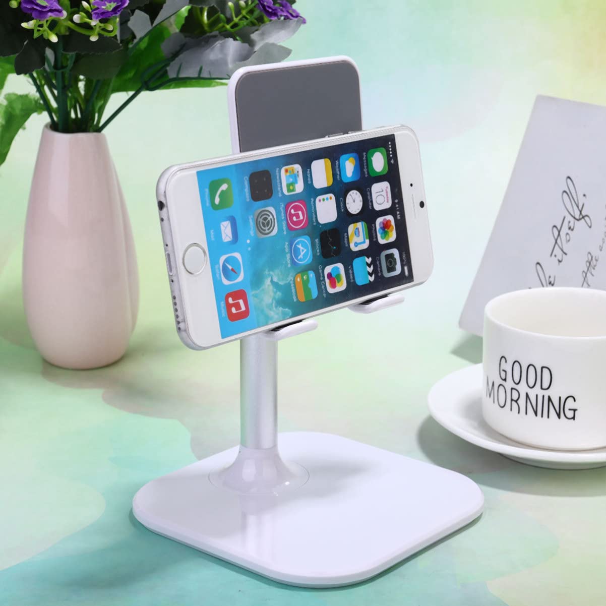 Artibetter 2pezzi Supporto Per Smartphone e Tablet Supporto Da Scrivania Pratico e Duraturo Per Videochiamate e Lettura Bianco