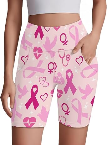 Womens Tummy Control Biker Shorts with Pockets 8 High Waist Athletic Workout Yoga Shorts for Gym, Yoga, Workout