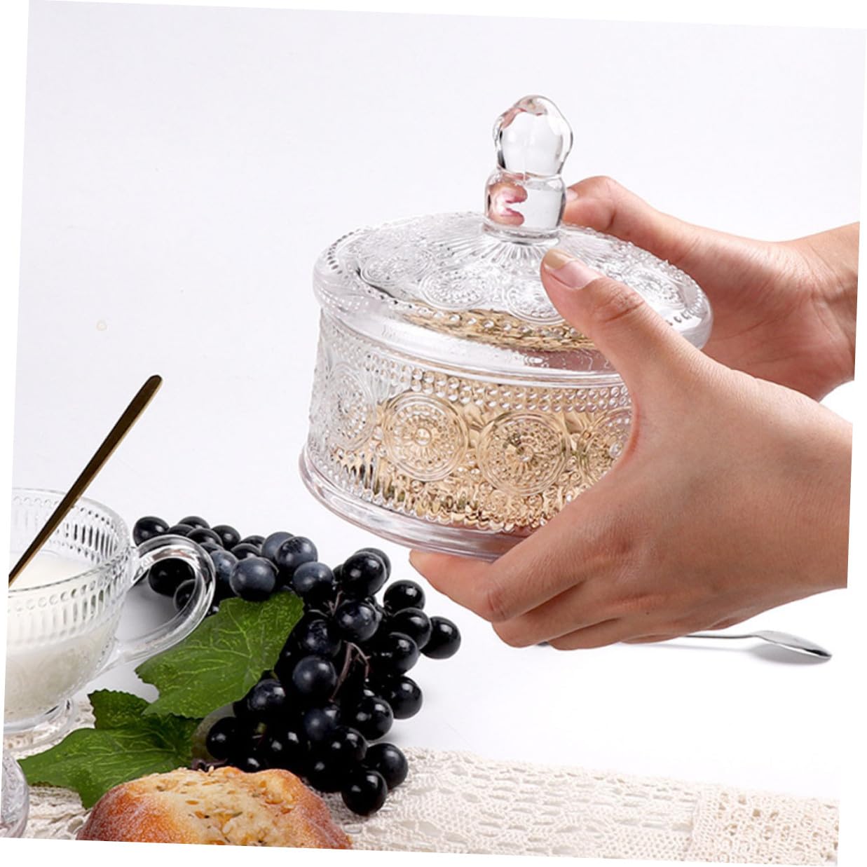 Abaodam Portagioie in Vetro a 3 Livelli per Accessori e Frutta Secca