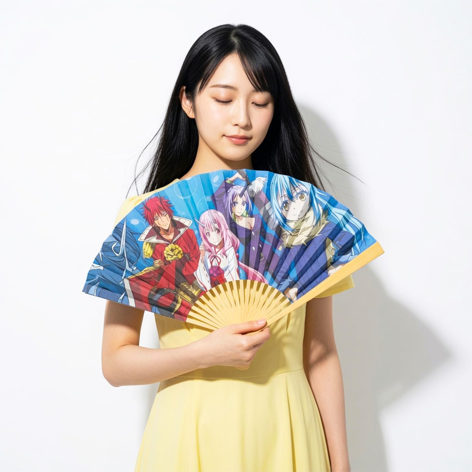 That Time I Got Reincarnated as a Slime Handheld Fan Bundle | Manual Handheld Fan Featuring Rimuru Rave/EDM/Anime Manga Cosplay Props Accessories Merch Handheld Fan Plus Bookmarks
