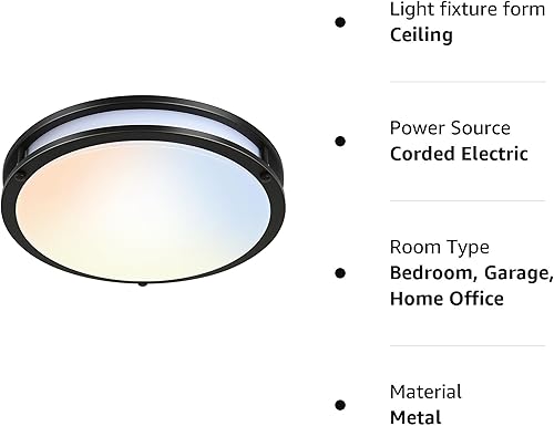 Miniatura 9 de Lámpara de techo LED regulable de 16 pulgadas, bronce aceitado, 36 W, 2200 lm, 2.733.54K5K ajustable, ángulo de luz de 120, CRI80, lámpara de techo