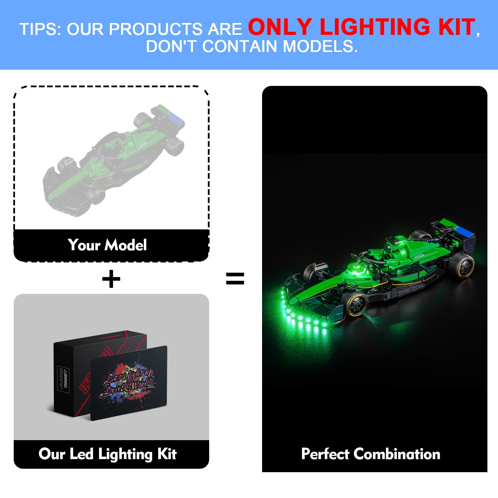 LocoLee Led Light Set Compatible with Lego 77245 Aston Martin Aramco F1 AMR24 Race Car Led Decoration Lighting Kit Compatible with Lego 77245 Building Blocks Model,Only Lights Set,No Model - Image 3