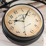 Dyna-Living Double Sided Wall Clock 7-inch Vintage Wall Clock Retro Train Station Clock Indoor Hanging Clock with Mute Chip for Living Room Bedroom Study Wall Decoration (Diameter 7 inches) - Image 5