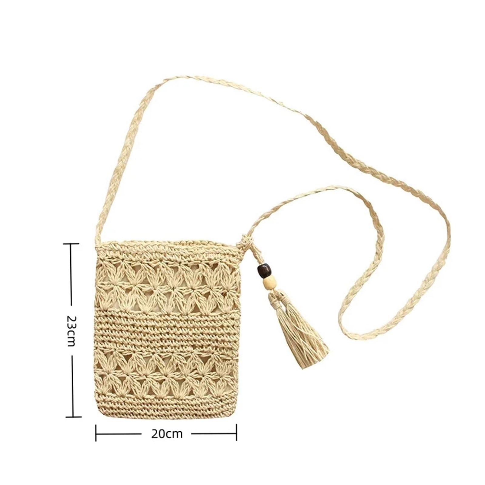 Borsa a tracolla in paglia all'uncinetto