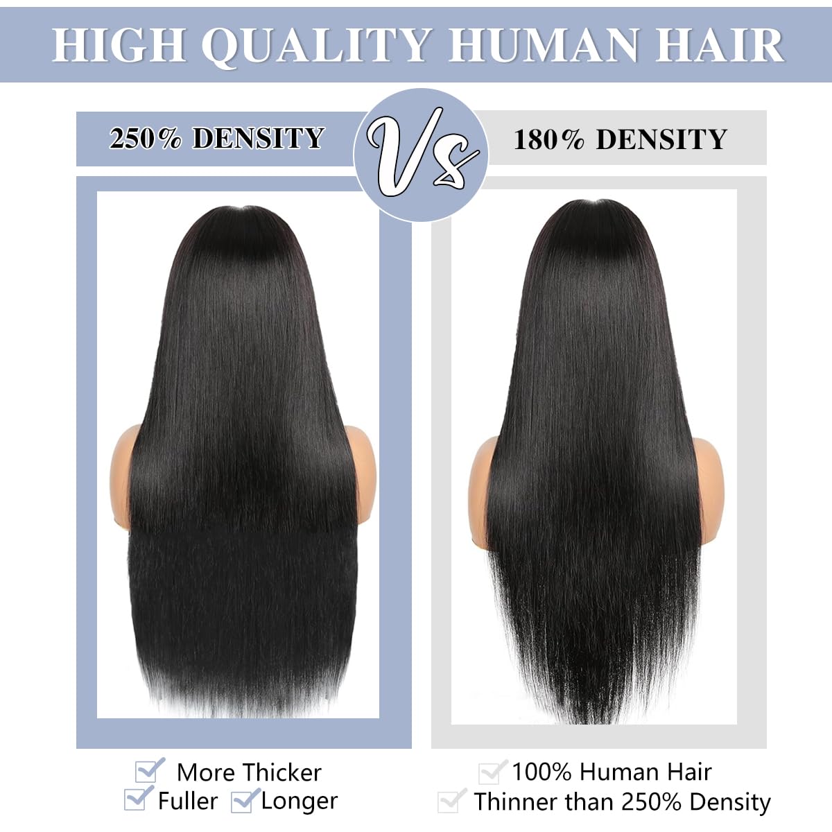 Hidden Strap 360 Lace Front Wigs Human Hair 250% Density Straight Human Hair Wigs for Bkack Women 360 Full Lace Wigs Human Hair with Drawstring 9A Natural Hairline (Natural Black, 34Inch)