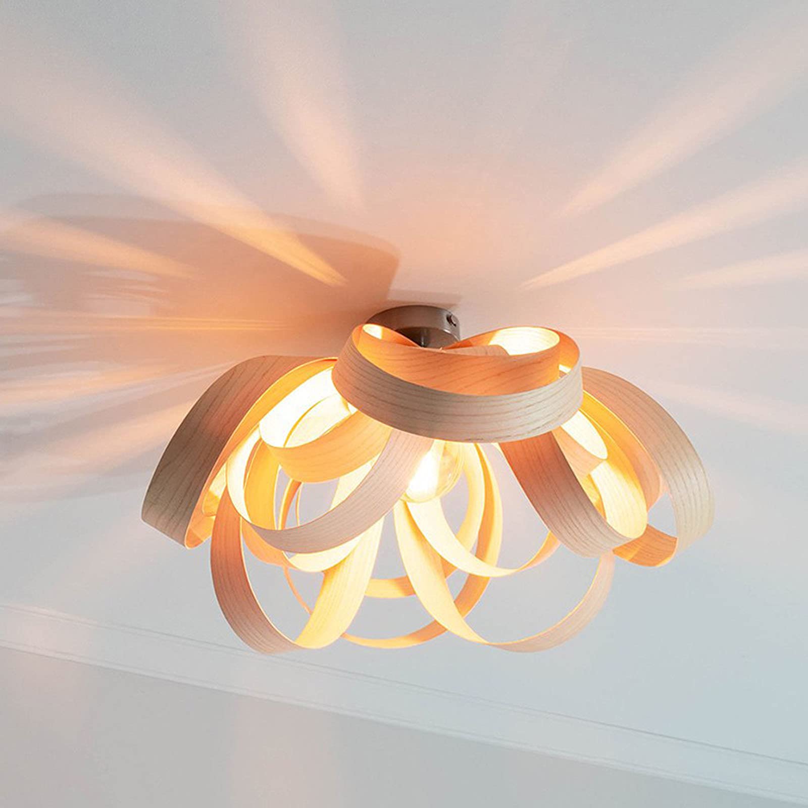 SYAXVOM Luxurious Nordic Chandelier Handmade Flush Mount Ceiling Light Vintage 1-Light Lantern Modern Creative Lighting Fixture for Living Room Brown 40Cm Diameter