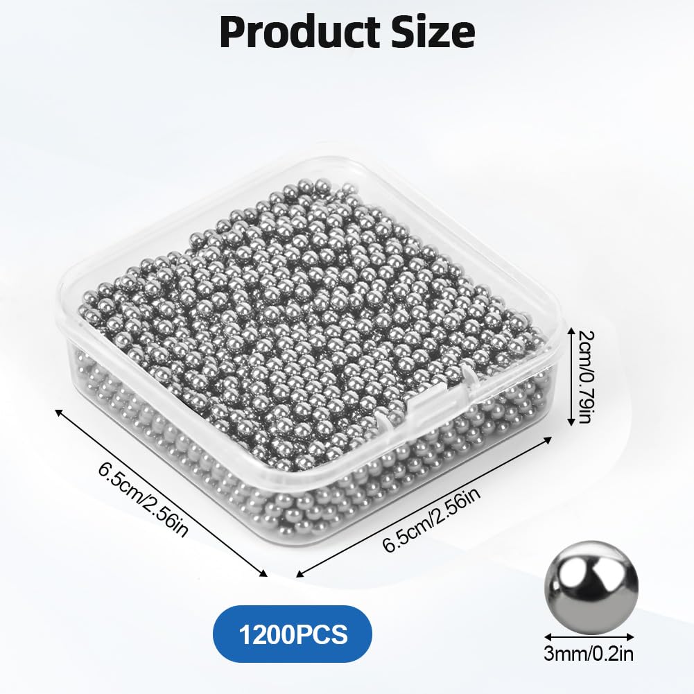 URAQT 1200 Unidades Bolas Limpiadoras de Acero Inoxidable con Caja, Perlas de Limpieza Reutilizables, Limpia Botellas para Decantadores, Jarrones y Botellas de Agua
